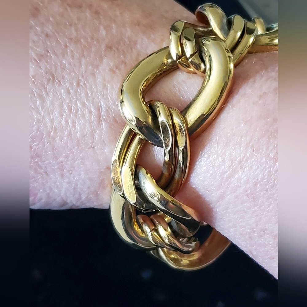 Napier Chunky Gold Tone Link Bracelet 1970s 1980s - Picture 8 of 9